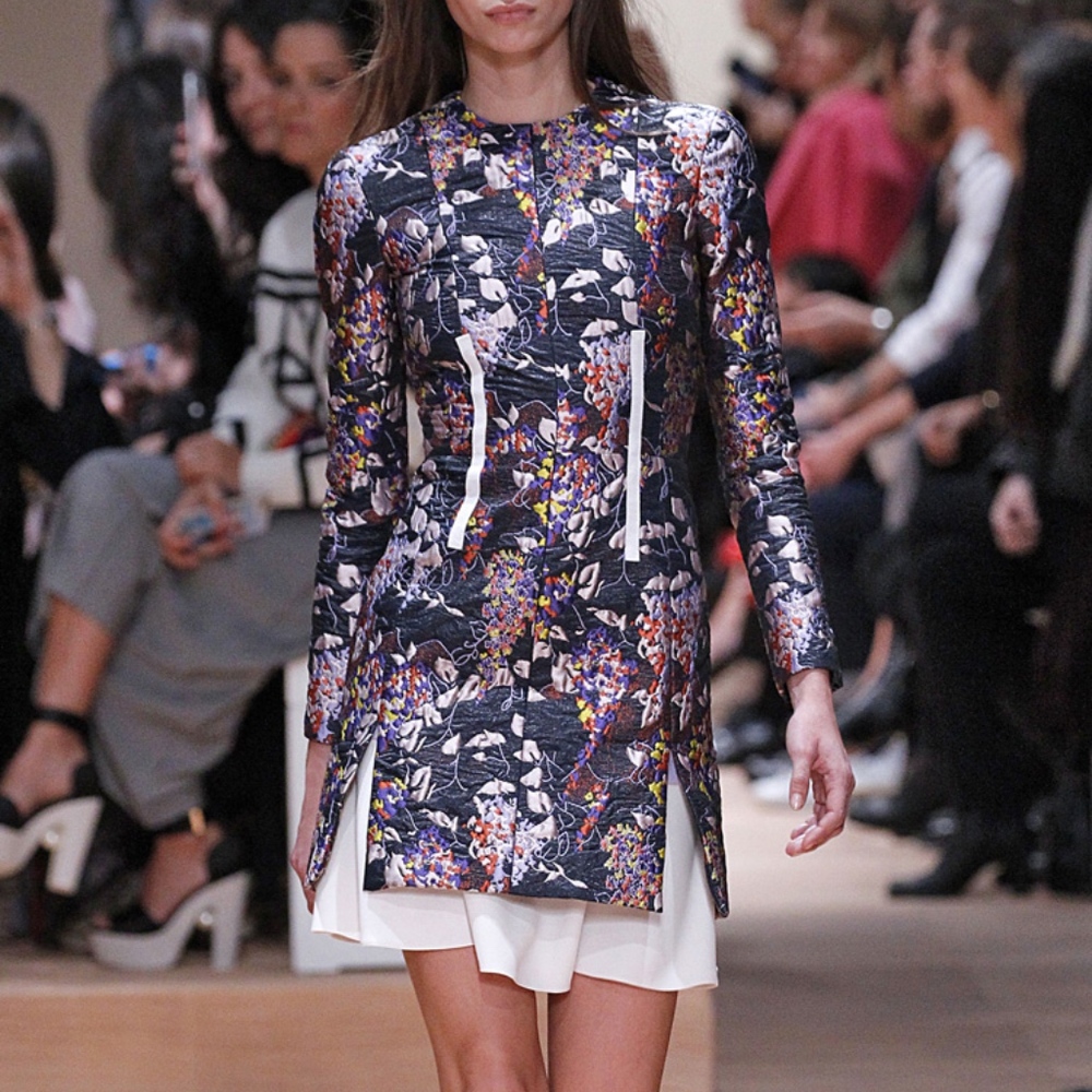 CARVEN Metallic Jacquard Long Sleeve Dress FR 36